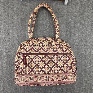 Vera Bradley Shoulder Bag Womens Medium Burgundy Quilted Floral Print Madallion